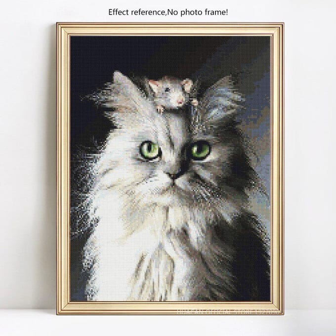 Peinture Diamant 5D Ronde Complète Animal Chat Broderie Vente Image Strass Diamant 20X30 black