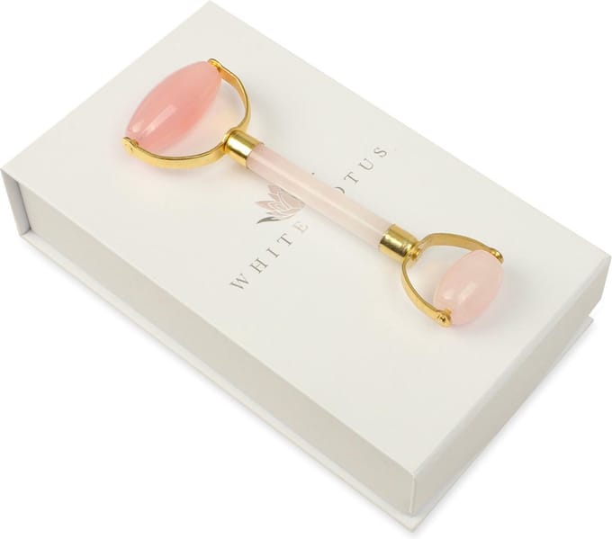 White Lotus Genuine Double Headed Rose Quartz Roller