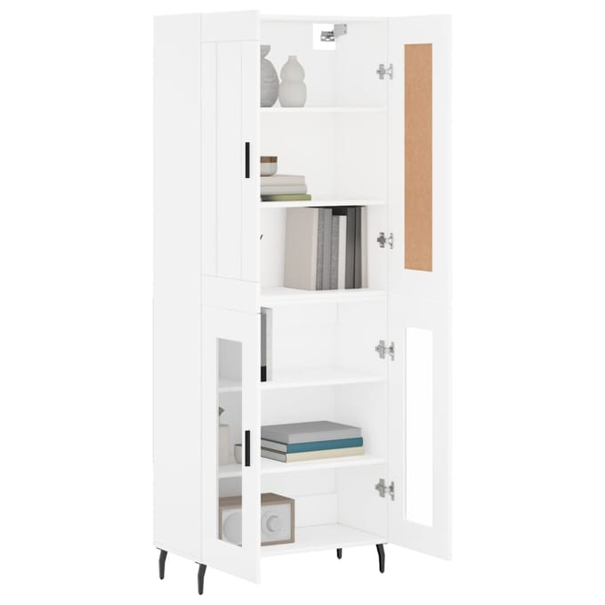 vidaXL - Hoge - kast - 69,5x34x180 - cm - bewerkt - hout - wit