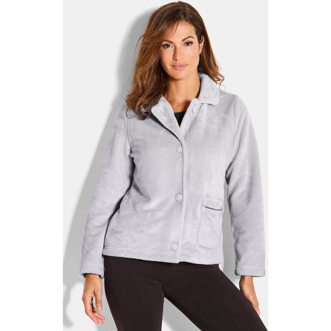 Fleece jack met grote knopen - grijs - Gr. 52 van Goldner Fashion