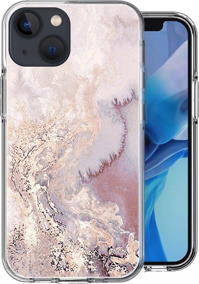 Hoesje geschikt voor iPhone 14 Plus - Siliconen Shock Proof Case Back Cover Hoes Marmer Roze