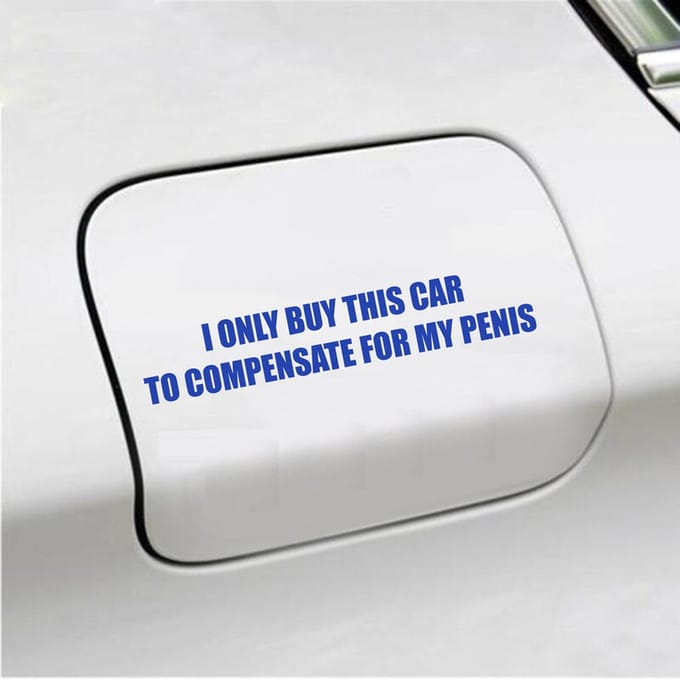 Bumpersticker - I Only Buy This Car - 3,5 X 19,6 - Blauw