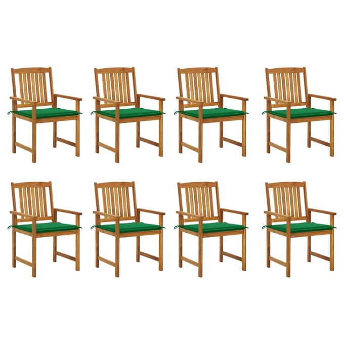 vidaXL - Tuinstoelen - 8 - st - met - kussens - massief - acaciahout
