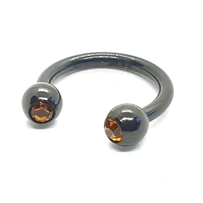 Zwart Met Steentjes - Neus / Septum / Helix Piercing