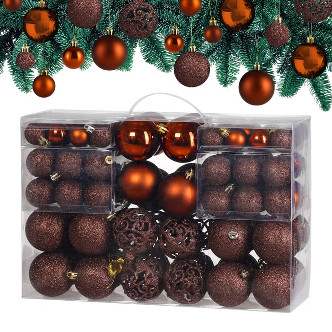 Casaria Kerstballen - Set van 100 Mat Glanzend Ø 3 4 6cm - Koper Bruin