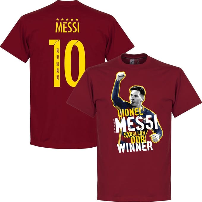 Messi 5 Times Ballon D'Or Winner T-Shirt - S