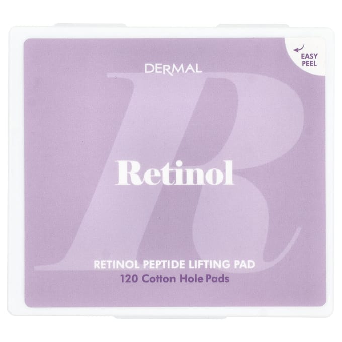 Dermal, retinol peptide lifting pad, 120 cotton sheets, hole pad white