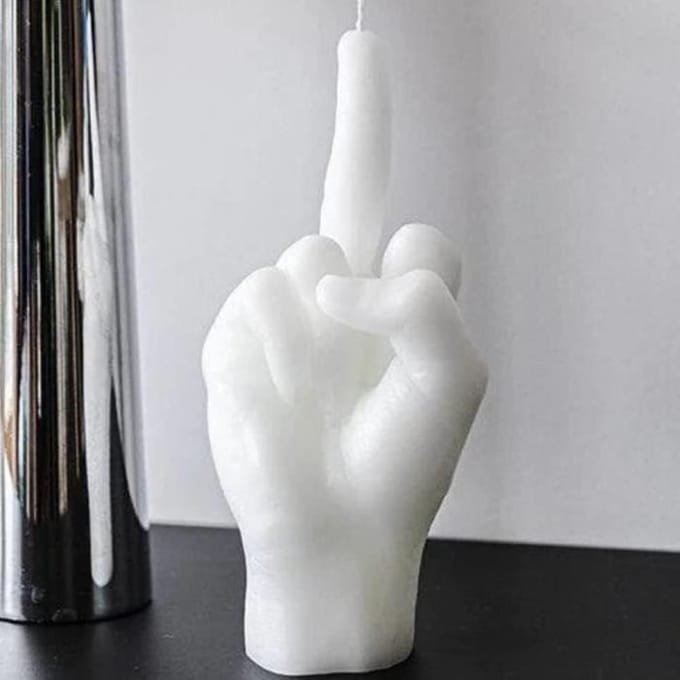 Bougie Parfumée - Middle Finger Candle - Cire de Soja - Parfum Subtil - Design Contemporain blanc