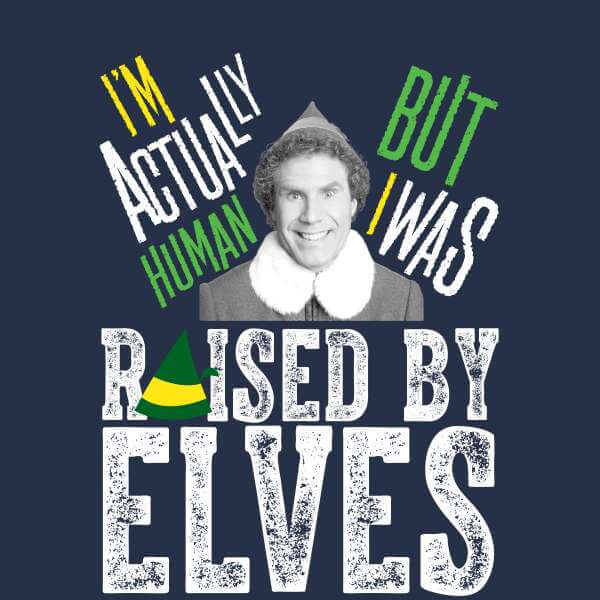 Elf Raised By Elves Men's Christmas T-Shirt - Navy - M