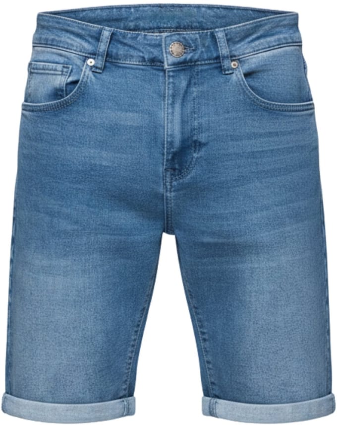 OMBRE Korte Broek - Loose Fit - Katoen - Rits Indigo S