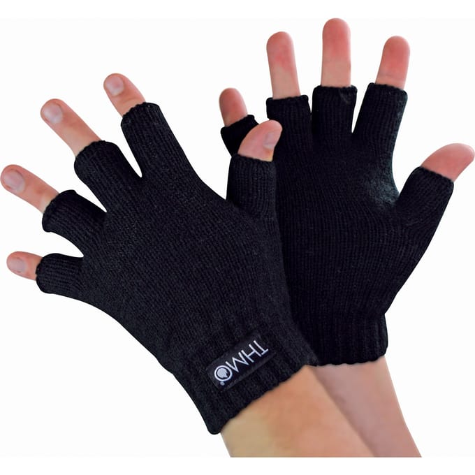 THMO - Thermische winterhandschoenen zonder vingers voor kinderen - Zwart