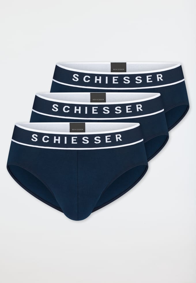 Rio-slips, set van 3, geweven elastische tailleband, donkerblauw - 95/5 7