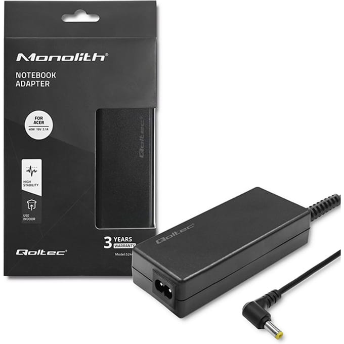 Qoltec laptopstroomadapter voor Acer 40W |   19V |   2.1A |   5.5*1.7 |   Stroomkabel