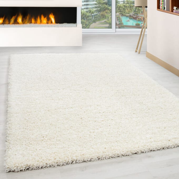 Muratap Basic shaggy vloerkleed creme hoogpolig- 100x200 cm