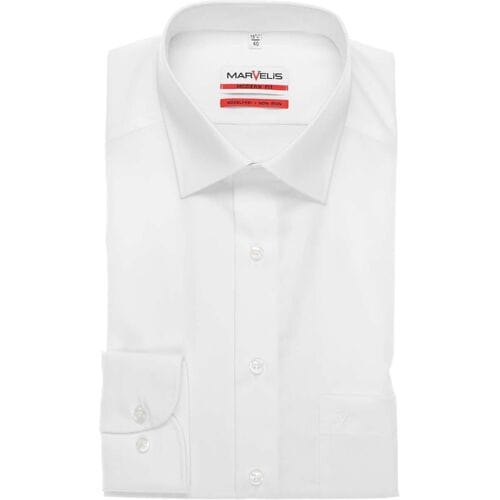 MARVELIS modern fit overhemd - wit - Strijkvrij - Boordmaat: 46