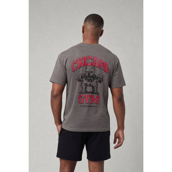 Active Chicago Gym Oversized T-shirt | Charcoal | Size Small