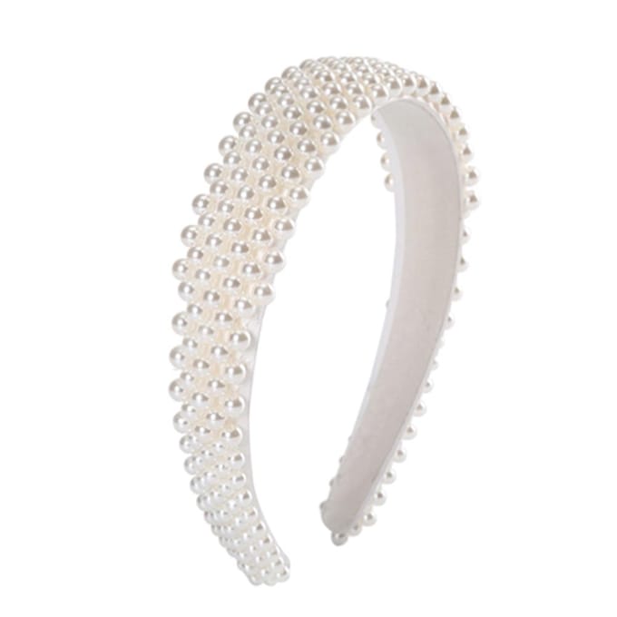 Mode Parel Haarband Elegante Parel Hoofddeksel Haaraccessoires voor Vrouwen wit