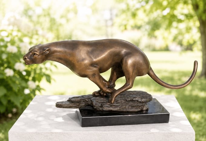 bronzen beeld / JACHTLUIPAARD / CHEETAH / wild dier