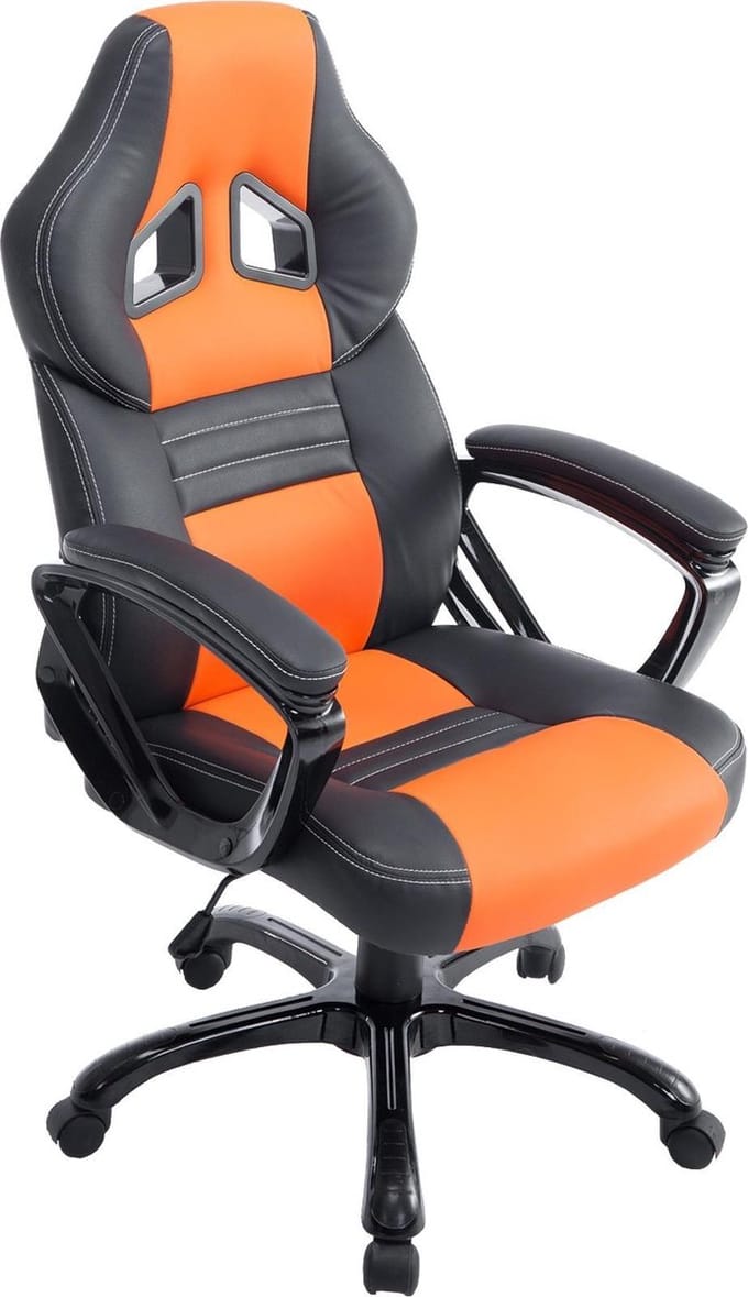 CLP Pedro XL Bureaustoel - Kunstleer zwart/oranje