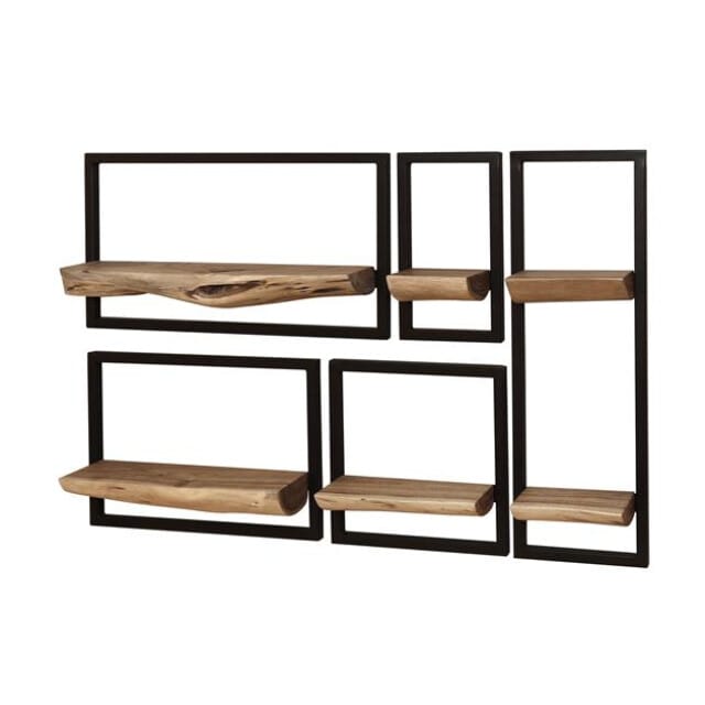 Hoyz Collection - Wandschap Edge - Massief Acacia - Set van 5 - 12x25x75