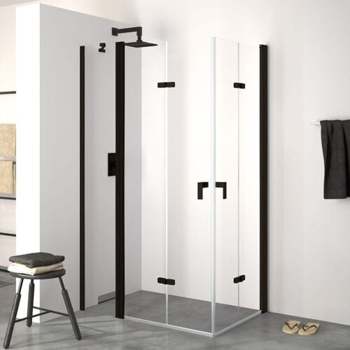 Hüppe Design pure 4-corner swing-folding door with fixed part W: 140 H: 200 cm, left 8P7005123322