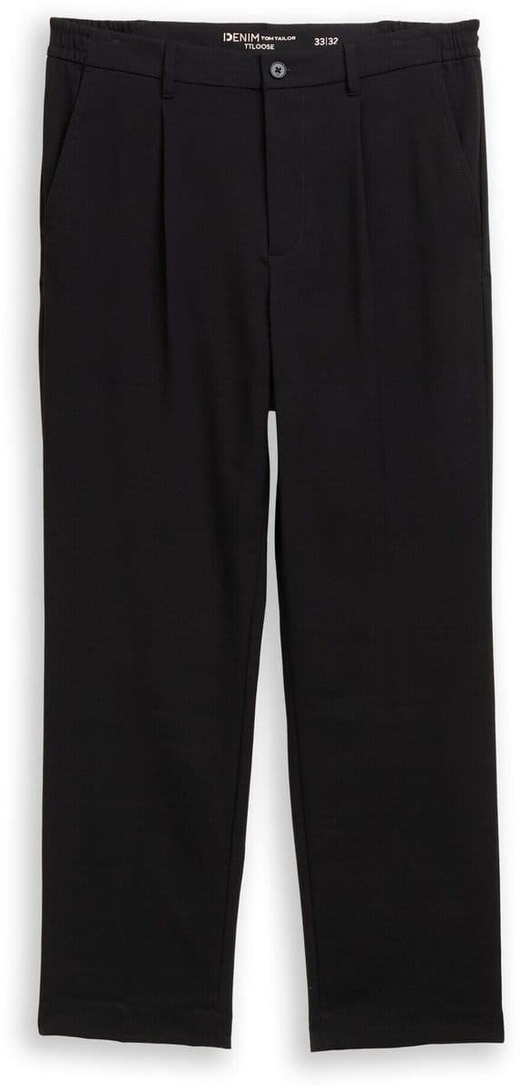 Tom Tailor Denim - TTLoose chino broek met strijkvouw - Maat 30/34 - Black