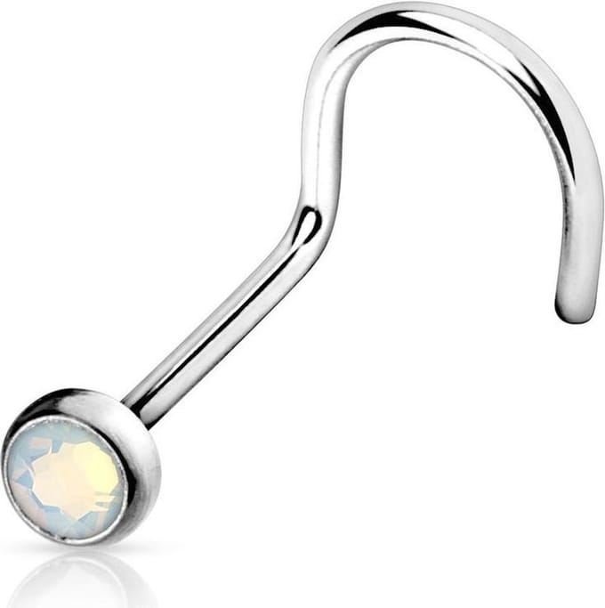 Neuspiercing U-bocht Opal Press Fit 0.8x6x2 - Wit - LMPiercings