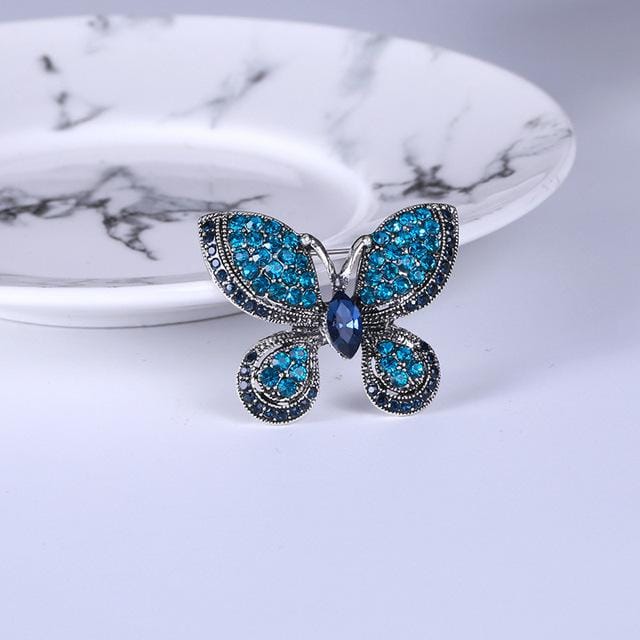 Broche papillon en strass haut de gamme, exquise, mode tempérament cardigan manteau vêtements accessoires corsage gray