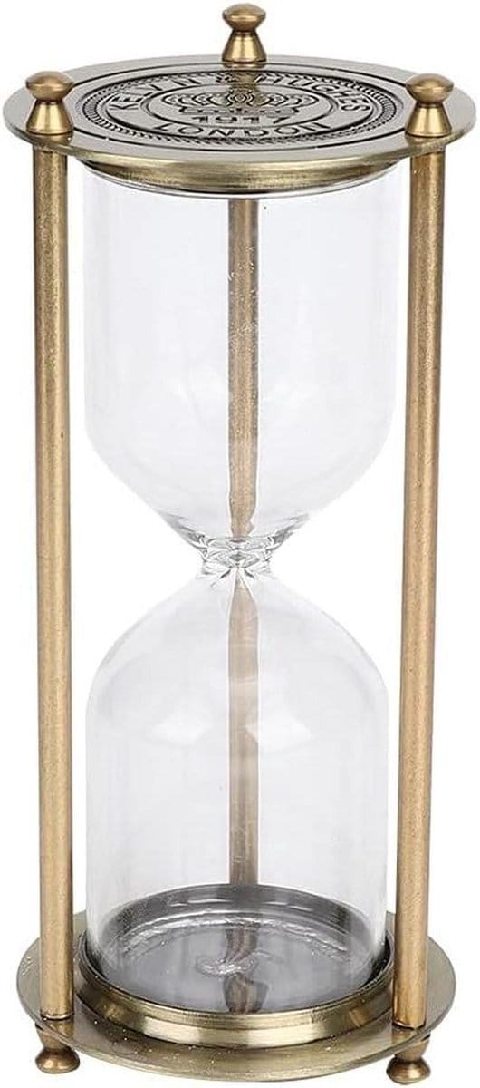 Zandloper Timer - Zandloper Klok - Tijd Management - Transparant Glas - 21 Centimeter - Goud