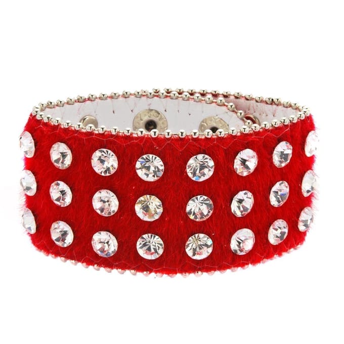 Behave - pluche armband met steentjes - party look - verstelbaar