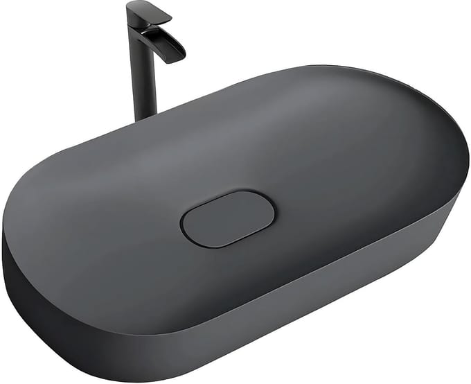 Rea Iris Conglomeraat - Opzetwastafel - Grijs - 70x35,5x10,5cm