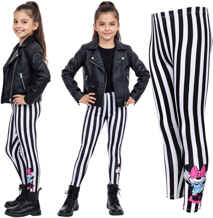 Zwart-wit gestreepte leggings Minnie Mouse Disney