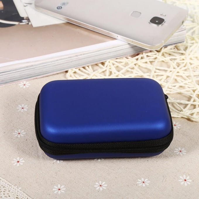 Mini Opbergtas Gadgets Organizer Draagbare Etui Voor Oortelefoon USB-stick Datakabel Hot (Donkerblauw) blue