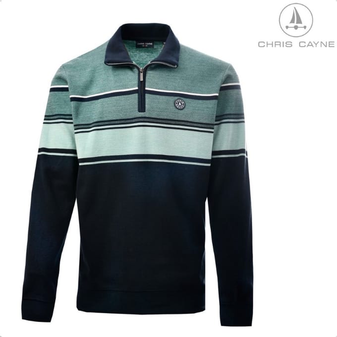 Sweater 3255 groen streep polo Chris Cayne - maat M