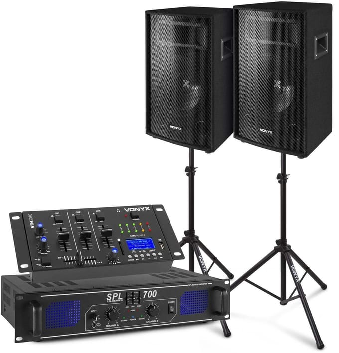 Complete DJ Bluetooth geluidsinstallatie 700W met standaards