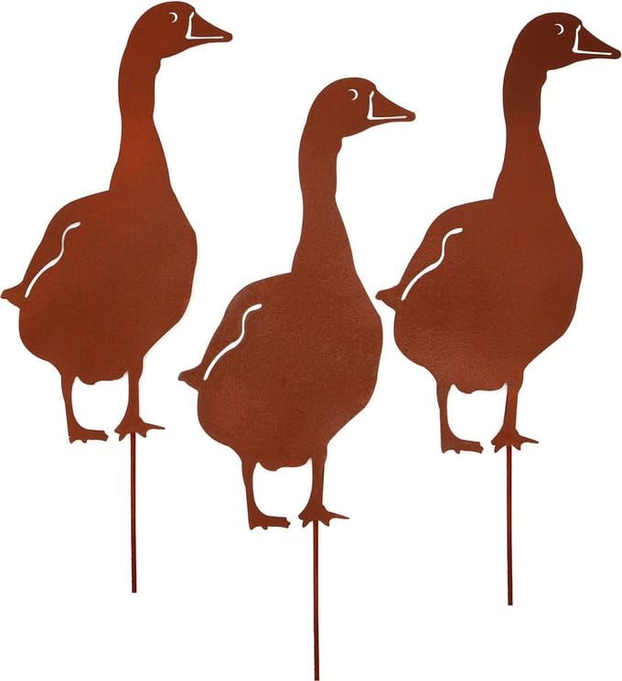 UNUS® Tuinsteker gans set van 3, tuindecoratie in roestlook