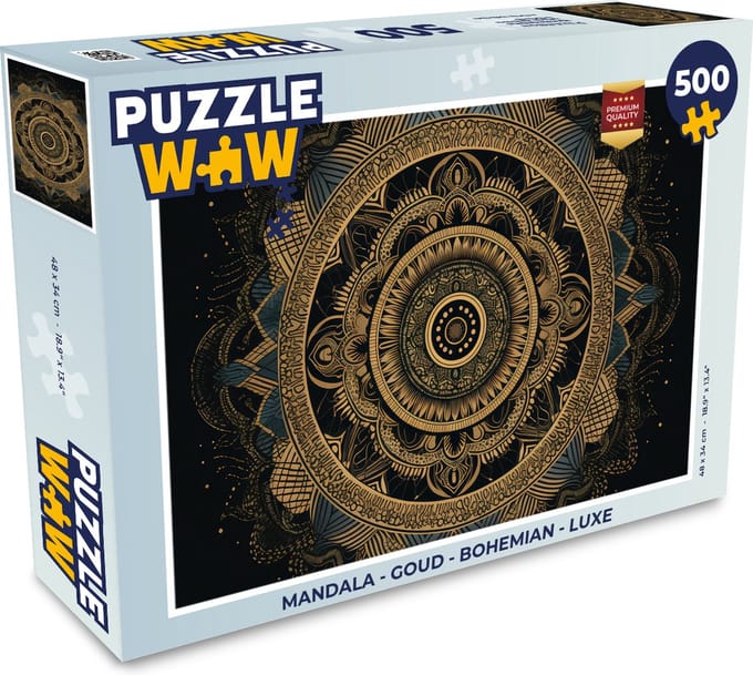 Puzzel Mandala - Goud - Bohemian - Luxe - Legpuzzel - Puzzel 500 stukjes