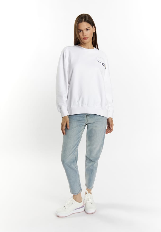 Mymo Sweatshirt met applicatie Dames wit