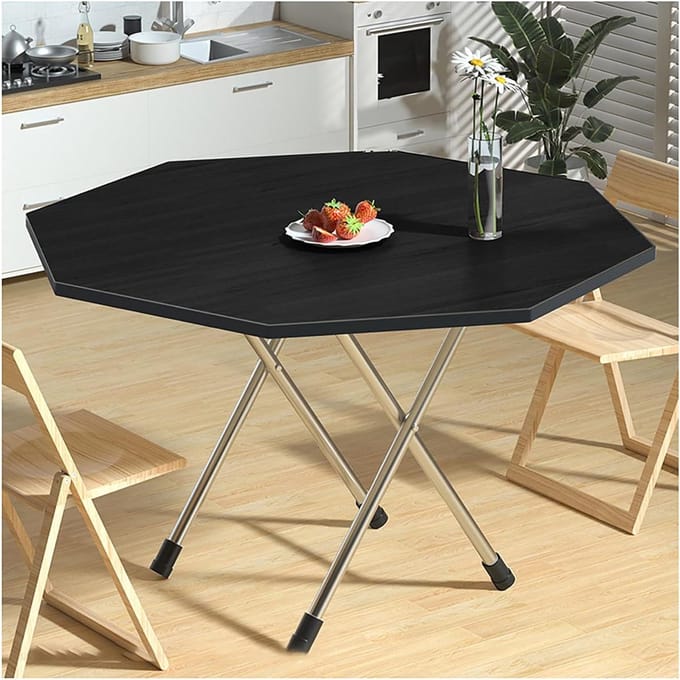 Opvouwbare Eettafel - Klaptafel - Eten en Werken - Ruimtebesparend Ontwerp - Achthoekig - Zwart