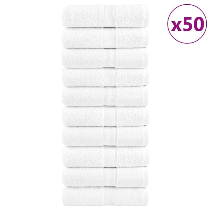 vidaXL - Premium - washandjes - SOLUND - 50 - stuks - 30x30 - cm - 600 - g/m² - wit