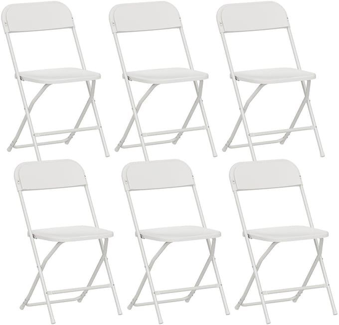 Pugsdrly - Klapstoelen - Set van 6 opvouwbare stoelen - Met afvoergaatjes - Stalen frame - Wit
