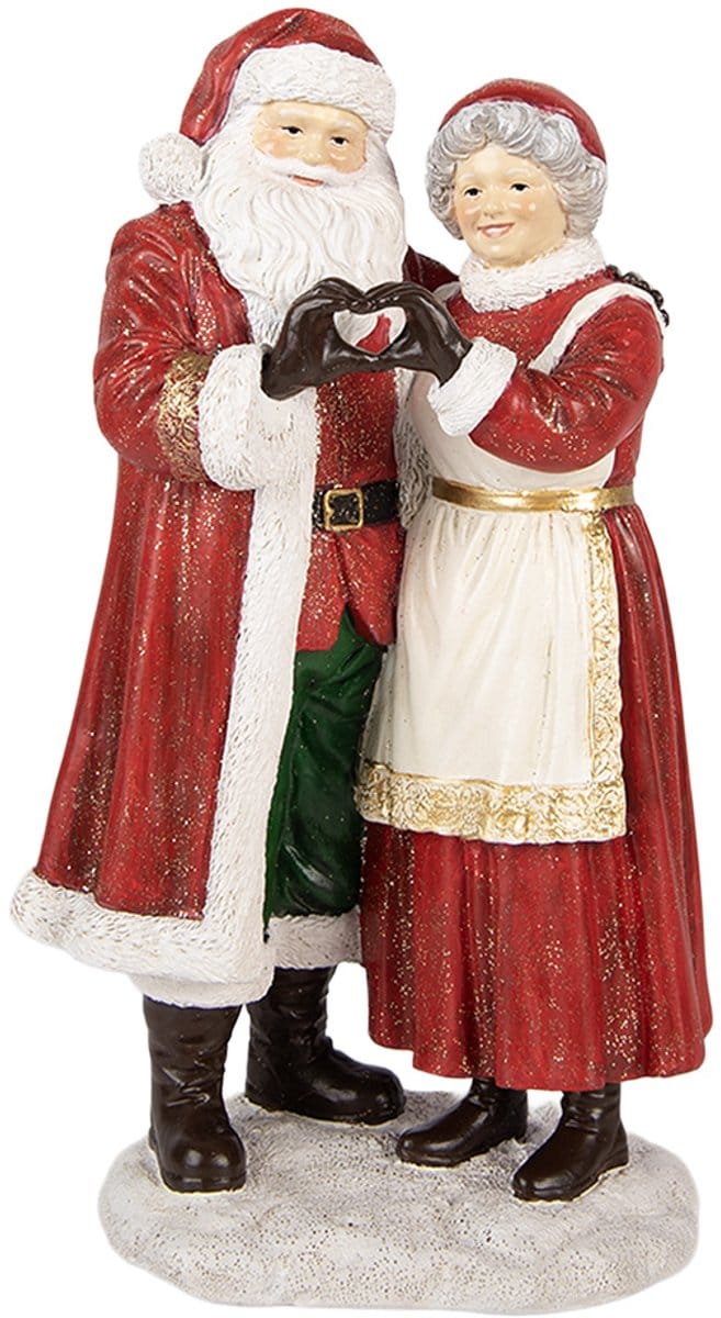 Clayre & Eef Kerstdecoratie Beeld Kerstman 13x9x23 cm Rood Kunststof