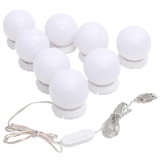 vidaXL - Wandspiegel - met - LED-lampen - rond - glas