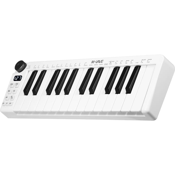 M-VAVE SMK-25mini MIDI-toetsenbord Oplaadbaar 25-toetsen MIDI-controletoetsenbord Mini draagbare USB wit