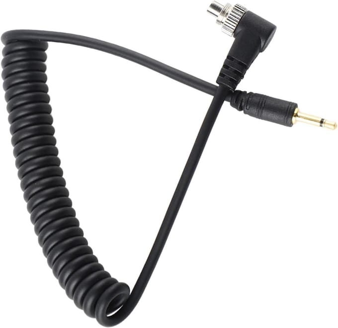 Allecto Plus - Flash Sync Kabel 100 cm voor Professionele Camera - Blitz PC-Synchronisatiekabel met Schroefvergrendeling - Spiraalkabel voor Flash Trigger - 25 mm aansluiting