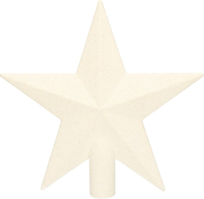 Decoris kerstboom piek - ster vorm - wit - glitter - 19 cm - kunststof - kerstpiek