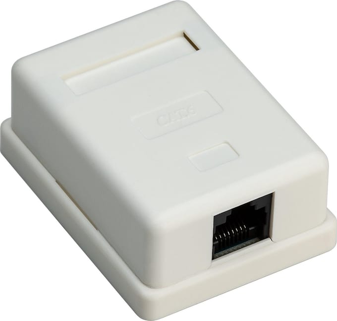 Goobay Netwerkaansluitdoos CAT 6 wit met 1 RJ45-poort, UTP onafgeschermd