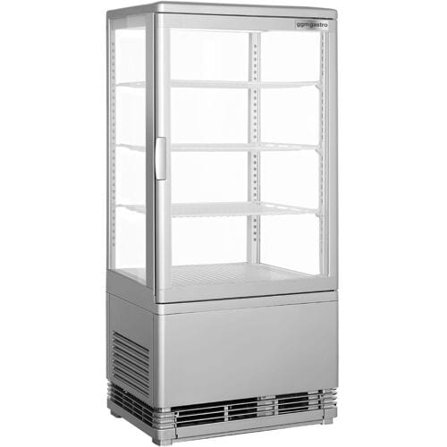 GGM Gastro Panorama-koelvitrine - Tafelmodel - 68 liter - 428mm - 1 glazen deur - met 4 schappen zilver