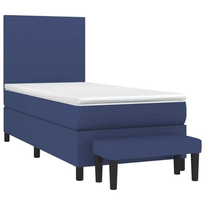 vidaXL - Boxspring - met - matras - stof - blauw - 80x200 - cm