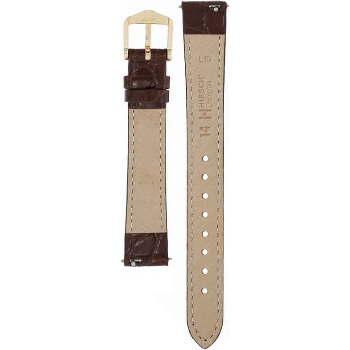 Hirsh Horlogeband -  Crocograin Donkerbruin - Leer - 14 mm